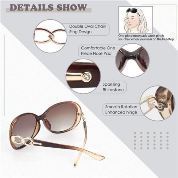 Polarized Trendy Oversized Sun Glasses Fashion Shades 100% UV400 Protection S85 - Picture 3 of 6
